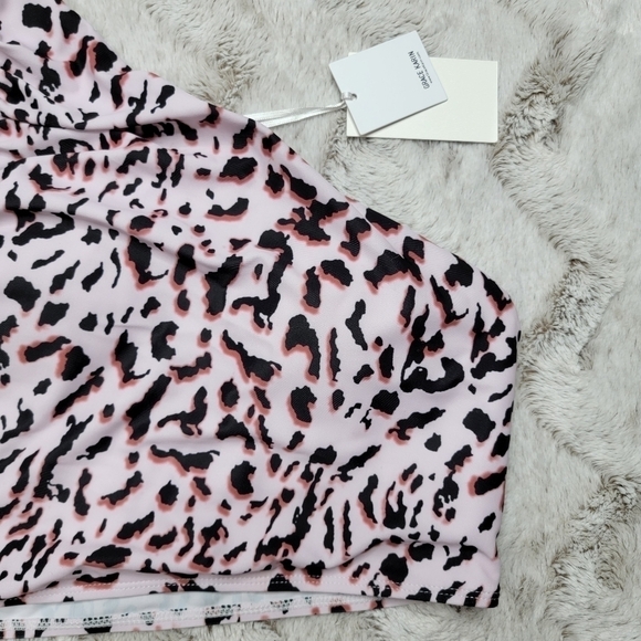 Grace Karin Pink Cheetah Leopard High Rise One Shoulder Bikini Swimsuit NWT Sz M - Picture 5 of 13